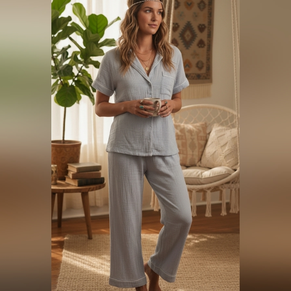 Homebodii Piper bubble cotton pajama set size XXS